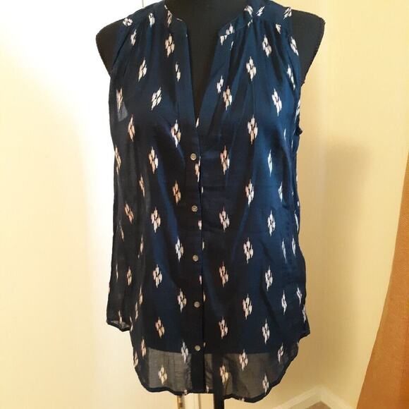 Paige Top Blouse Tunic XS Midnight Blue w/White and Gold Diamonds Sleeveless - Picture 1 of 11